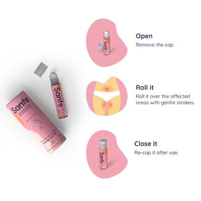 Sanfe Miracle Period Set (Reusable Menstrual Cup - Large and Feminine Cramp Relief Roll On 10 ml) - Menstrual Cups