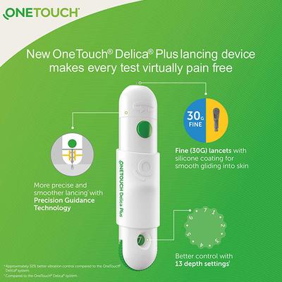 OneTouch Select Plus Strip (Pack of 2 x 50's) + OneTouch Delica Plus Lancet (Pack of 4 x 25's) - Blood Glucose Monitors/Strips