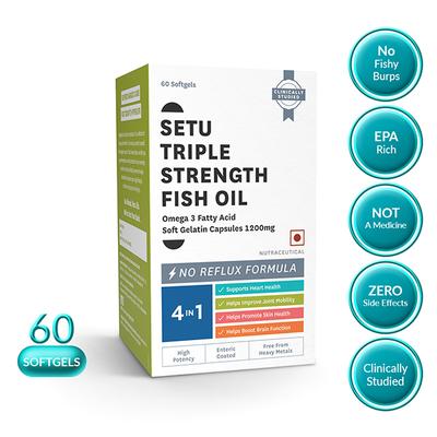 Setu Triple Strength Fish Oil 1200 mg Softgels 60's - Omega Fish Oil Fatty Acids