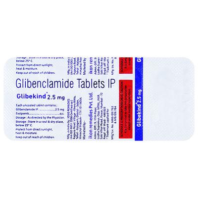 GLIBEKIND 2.5 MG Tablet 10's - Diabetes-Ant