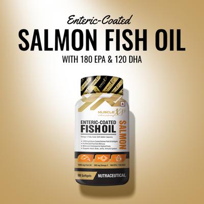 MuscleXP Salmon Enteric Coated Fish Oil Softgel 60's - Omega Fish Oil Fatty Acids