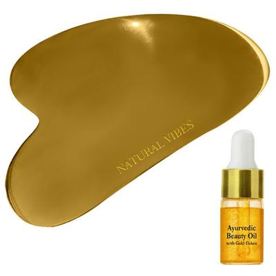 Natural Vibes Kwansha (Kansa + Gua Sha) Face Massager + Free Gold Ayurvedic Beauty Oil - Perfumes (Edt/Edp)