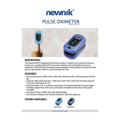 Newnik Pulse Oximeter With Audio Visual Alarm (PX701) - Royal Blue - Health Monitors And Equipment