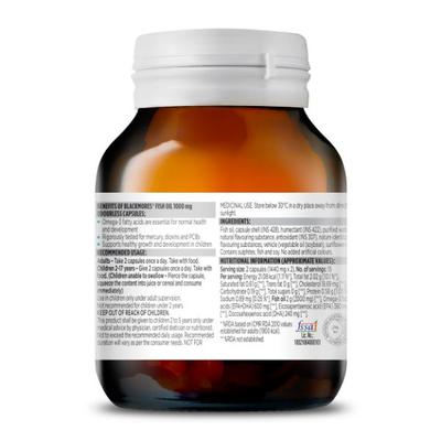 Blackmores Fish Oil 1000 mg Odourless Capsules 30's - Omega Fish Oil Fatty Acids