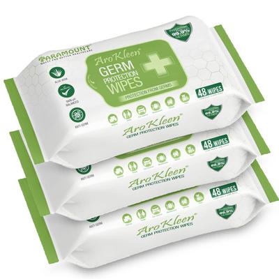 AroKleen Germ Protection Wipes (150 mm x 200 mm) (Pack of 3 x 48's) 1's - Facial Wipes & Tissues