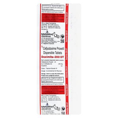 DOXIMITE 200 DT Tablet 10's - Bacterial Infections-Cep