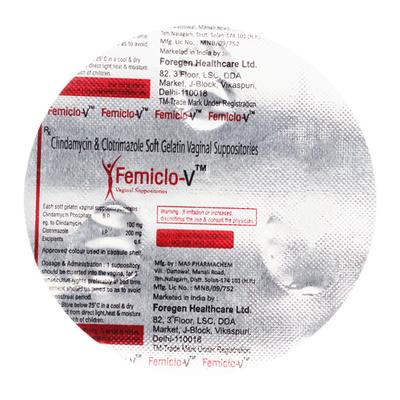 FEMICLO V Suppositorie 3's - Fungal Infections-Anf