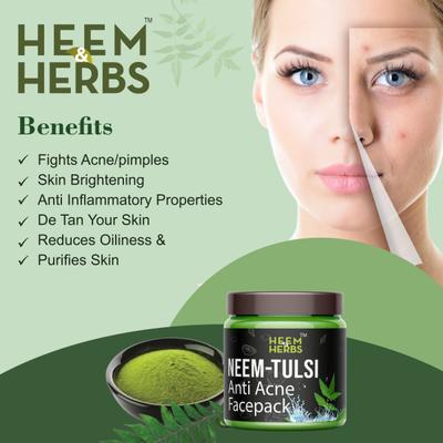 Heem & Herbs Anti Acne Face Pack - Neem Tulsi 100 gm - Face Packs