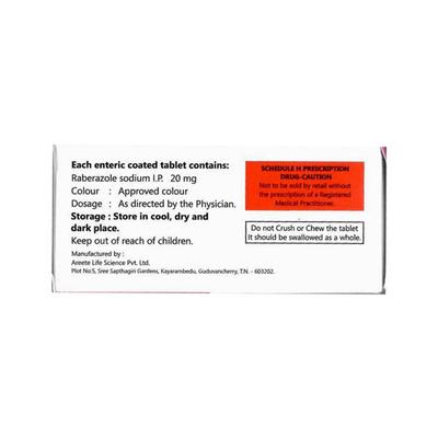 RABERIC 20 Tablet 10's - Ulcer/Reflux/Flatulence-Aaa