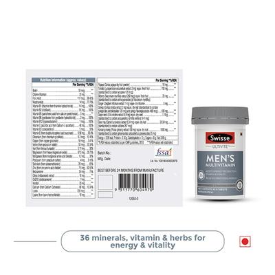 Swisse Men's Health (Multivitamin Tablet 60's, Wild Fish Oil Capsule 60's, Daily Digestive Probiotic Capsule 30's) Combo Pack - Multi-Vitamins