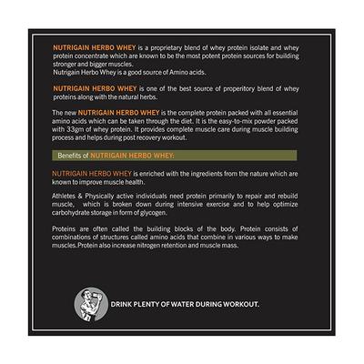 Nutrigain Herbo-Whey Protein Powder - Chocolate Flavour 500 gm - Whey Proteins