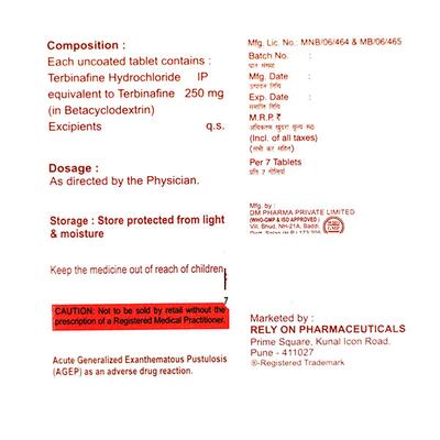 TEREFIN Tablet 7's - Fungal Infections-Anf