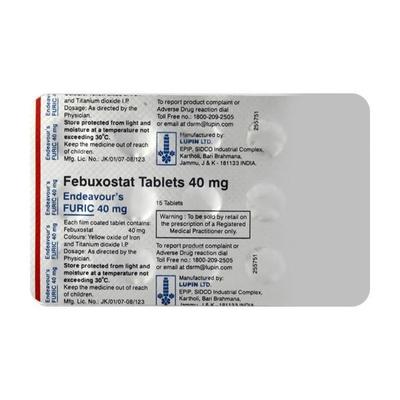 Furic 40mg Tablet 15'S - Gout