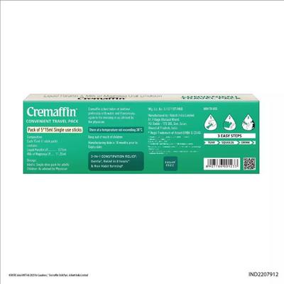 Cremaffin Convenient Travel Pack - Mint Flavour (Pack of 5 x 15 ml) - Indigestion/Constipation