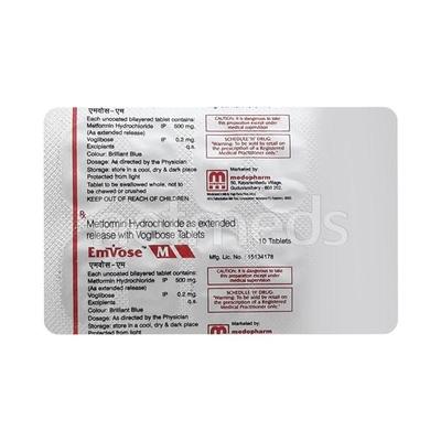 Emvose M Tablet 10'S - Diabetes-Ant