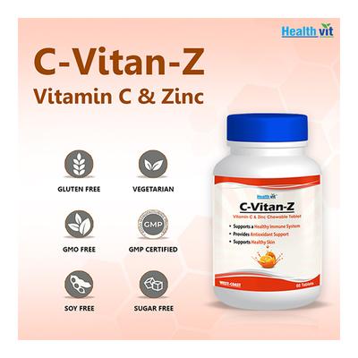 HealthVit C-Vitan-Z Vitamin C and Zinc Tablets 60's - Multi-Vitamins