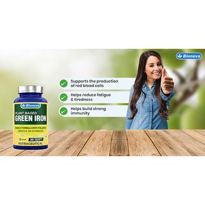Bionova Plant Based Green Iron Veg Tablet 90's - Herbal Dietary Supplement