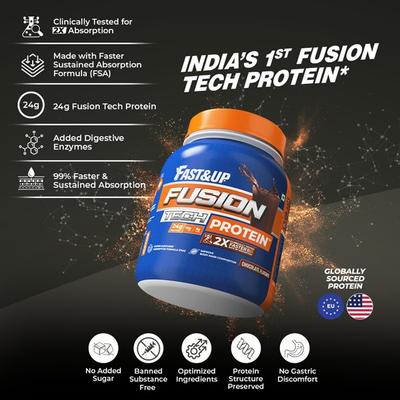Fast&Up Fusion Tech Protein Powder - Chocolate Flavour 819 gm - Whey Proteins
