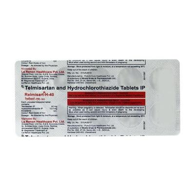 Relmisart H 40/12.5mg Tablet 10'S - Hypertension-Ang