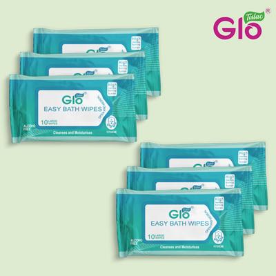 Glo Tislac Easy Bath Wipes 10's - Tissues & Wipes
