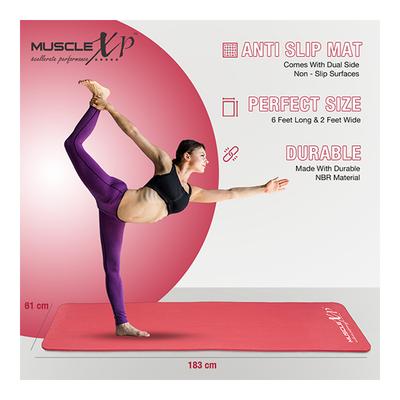 MuscleXP (10 mm) Thick NBR Material Yoga Mat - (Red) 1's - Workout Essentials