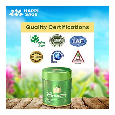 Happi Sage Curcumin Organic Veg Capsule 60's - Herbal Dietary Supplement