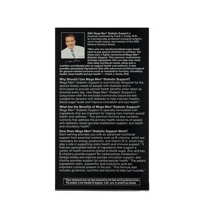 GNC Mega Men Diabetic Support Timed Release Caplet 90's - General Health