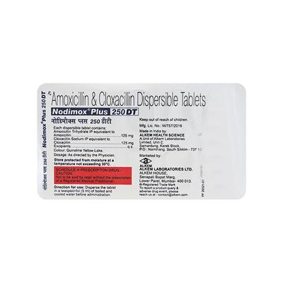 Nodimox Plus DT 250mg Tablet 10'S - Bacterial Infections-Pen