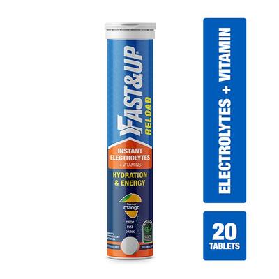 Fast&Up Reload Hydration and Energy Effervescent Tablet - Mango Flavour 20's - Workout Essentials