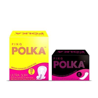 Pinq Polka Combo (Daily Liners + Premium Ultra Slim Sanitary Pads) - Sanitary Napkins