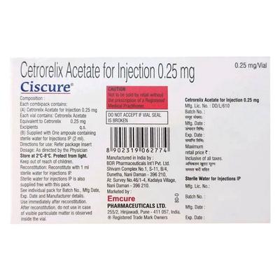Ciscure 0.25mg Injection 1's - Hormonal Therapy-Tro