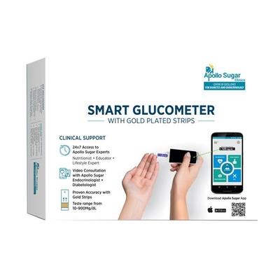 Apollo Sugar Glucome Glucometer + Glucome Strips 25's + 1 Video Doctor Consultation - Blood Glucose Monitors/Strips
