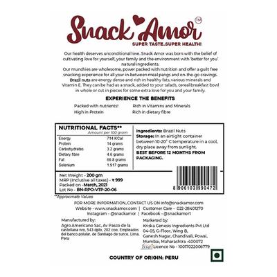 Snack Amor Brazil Nuts 200 gm - Nutritional Bars