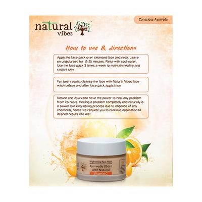 Natural Vibes Ayurvedic Vitamin C Brightening Face Mask 50 gm - Masks & Peels