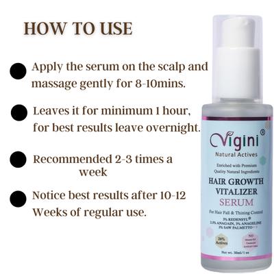 Vigini Natural Actives Hair Growth Vitalizer Serum 30 ml + Early Greying Prevention Hair Oil 100 ml - Hair Serums