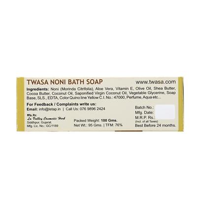 Twasa Noni with Aloevera Bath Soap (Pack of 2 x 100 gm) - Soaps