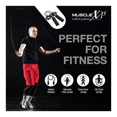 MuscleXP Skipping Rope (Jumping Rope) with Foam Handles - Black 1's - Gym Accessories