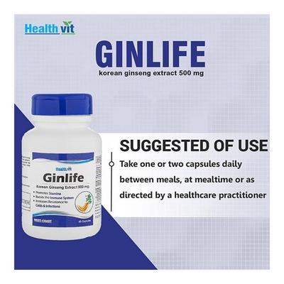 HealthVit Ginlife Ginseng Extract 500 mg Capsules 60's - Vitamin C