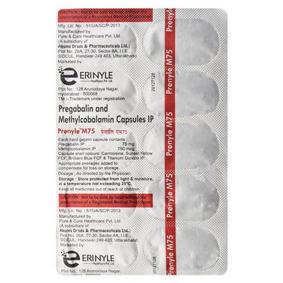 PRENYLE M 75mg Capsule 10's - Neuropathic Pain-Dru