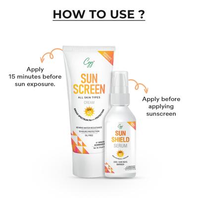 CGG Cosmetics Sunscreen Kit (Sunscreen SPF 45 Cream 50 gm + Sunshield SPF 50 Serum 50 ml) - Face Sunscreen