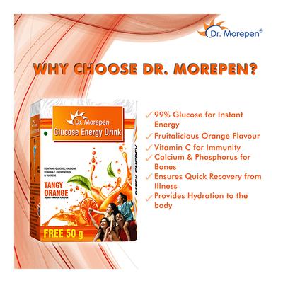 Dr. Morepen Glucose Energy Drink Powder - Tangy Orange 125 gm - Energy Drinks