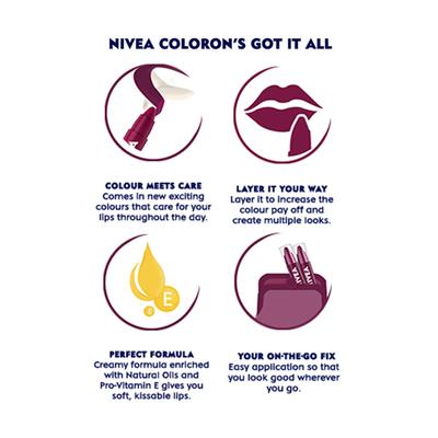 Nivea Coloron Lip Crayon - Plum Kiss 3 gm - Lip Balms
