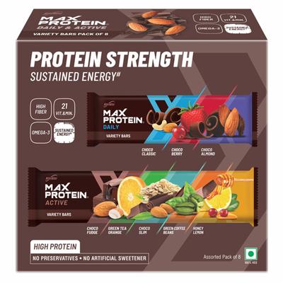Max Protein Assorted Bar - Daily, Active (Pack of 8) - Nutritional Bars