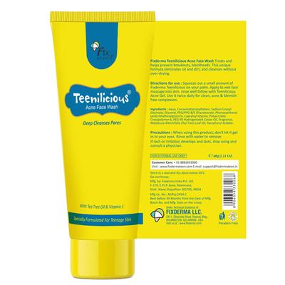 Fixderma Teenilicious Acne Face Wash - Tea Tree Oil & Vitamin E 60 gm - Face Wash & Cleansers