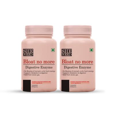 Sheneed Bloat No More Digestive Enzyme Capsule - Pack of 2 x 60's - Digestive Health