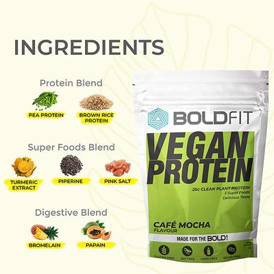 Boldfit Vegan Protein Powder - Cafe Mocha Flavour 500 gm - Protein Drink