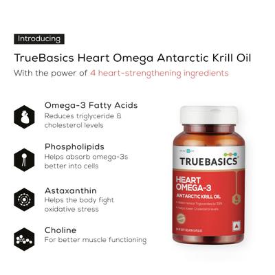 TrueBasics Heart Omega - 3 (Antarctic Krill Oil) Soft Gelatin Capsule 30's - Omega Fish Oil Fatty Acids