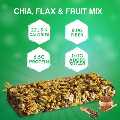 NourishVitals Granola Snack Bar - Chia Flax Fruit Mix (5 Bars) 250 gm - Nutritional Bars