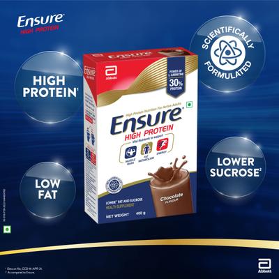 Ensure High Protein Nutrition Powder - Chocolate Flavour 400 gm (Refill Pack) - Daily Health Drinks