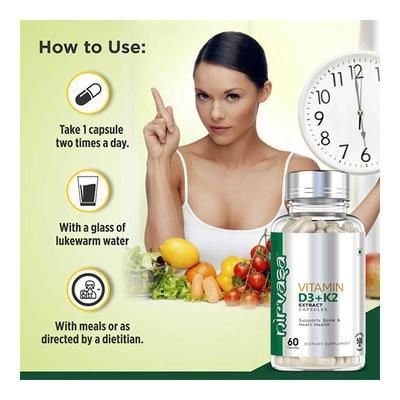 Nirvasa Vitamin D3 + K2 Capsule 60's - Multi-Vitamins